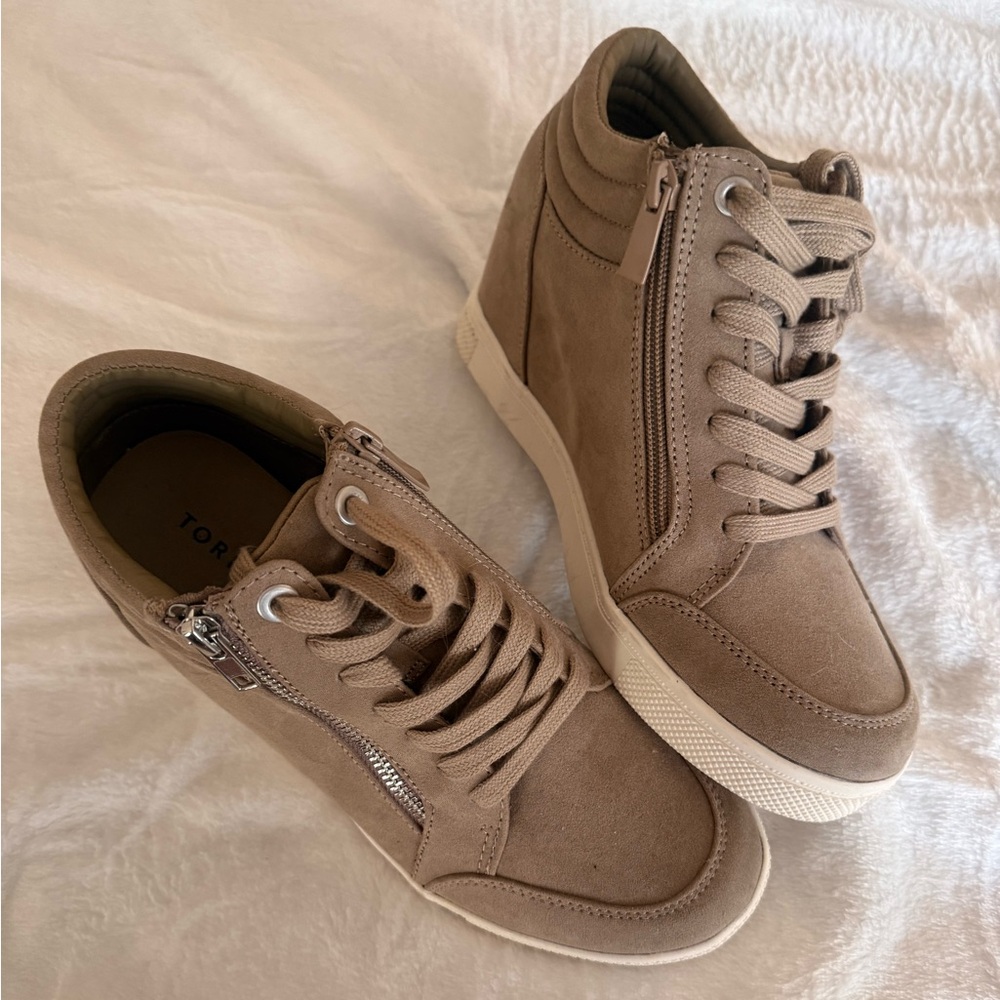 Torrid Taupe High-Top Wedge Sneaker with Side Zipper